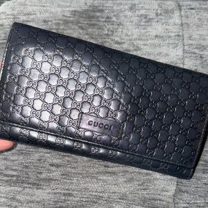 Gucci Black Monogram Leather Wallet